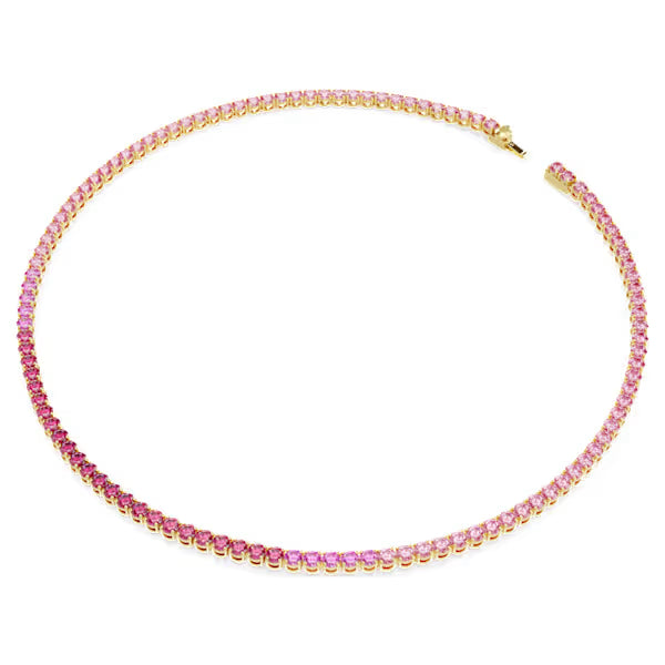 Collana Tennis Matrix Rosa Placc oro