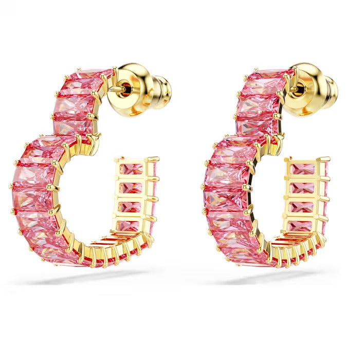 Orecchini cerchio Matrix baguette Cuore Rosa