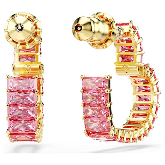 Orecchini cerchio Matrix baguette Cuore Rosa