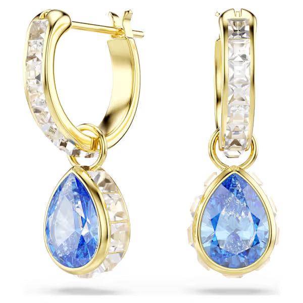 Orecchini pend Chroma Pear Blu placc oro 18K