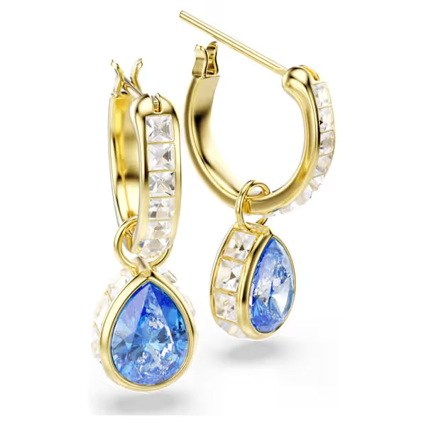 Orecchini pend Chroma Pear Blu placc oro 18K