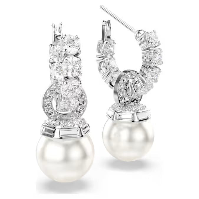 Orecchini cerchio pendenti Matrix Crystal Pearl