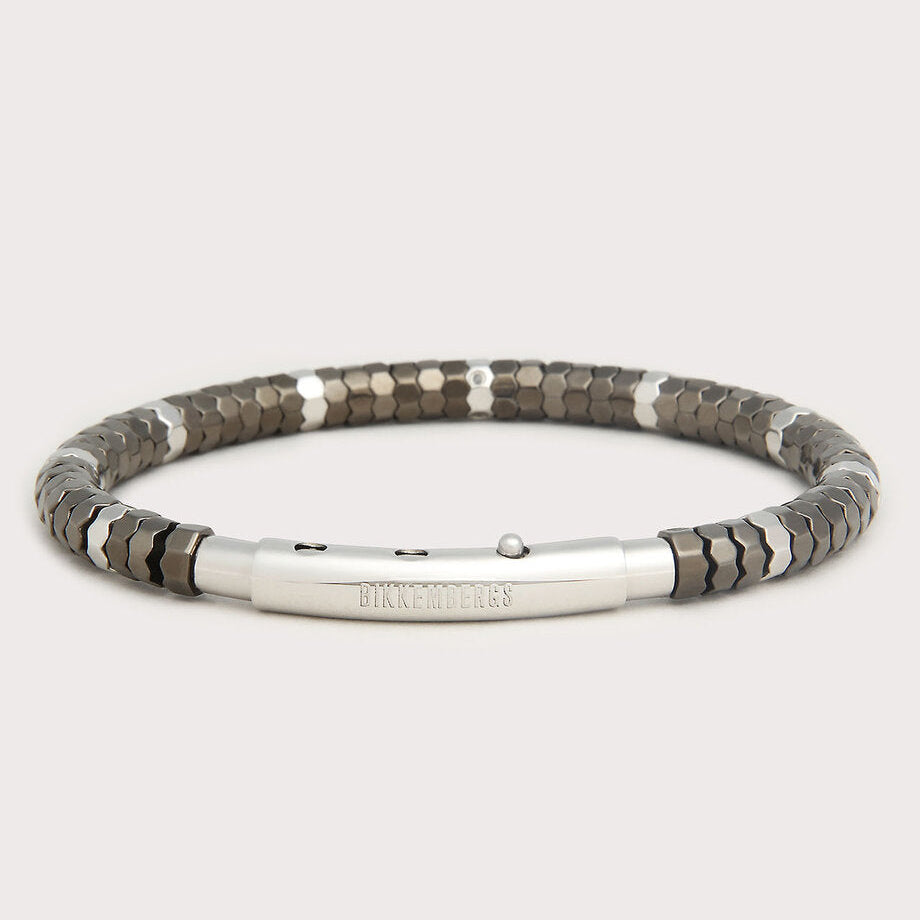 Bracciale uomo esagoni e diamanti Nero
