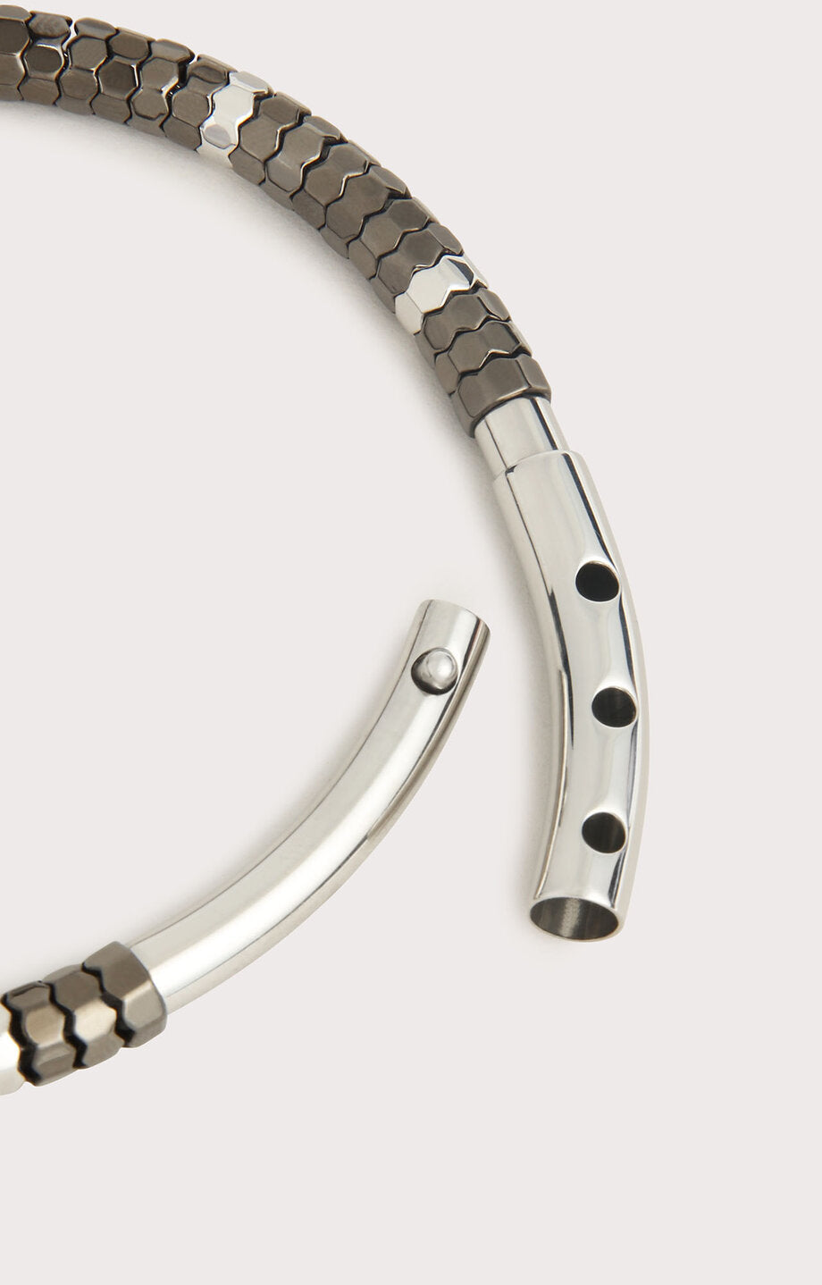 Bracciale uomo esagoni e diamanti Nero