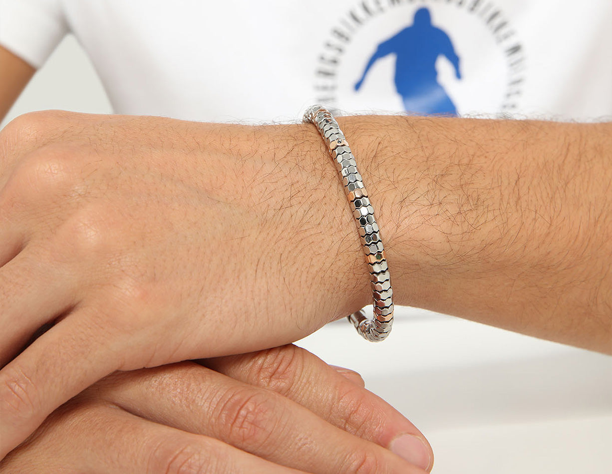 Bracciale uomo esagoni e diamanti