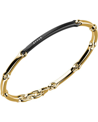 Bracciale uomo in acciaio gold piastra brunita