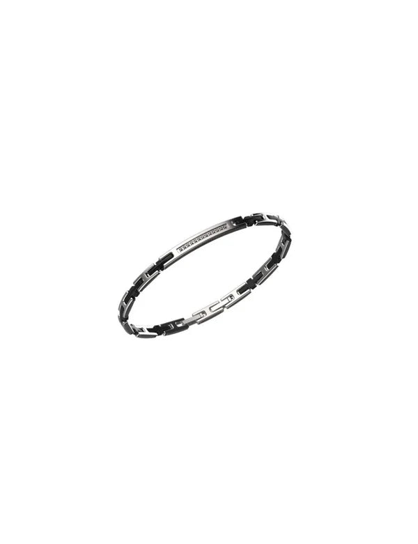 Bracciale Bikkembergs acciaio e nero con diamanti