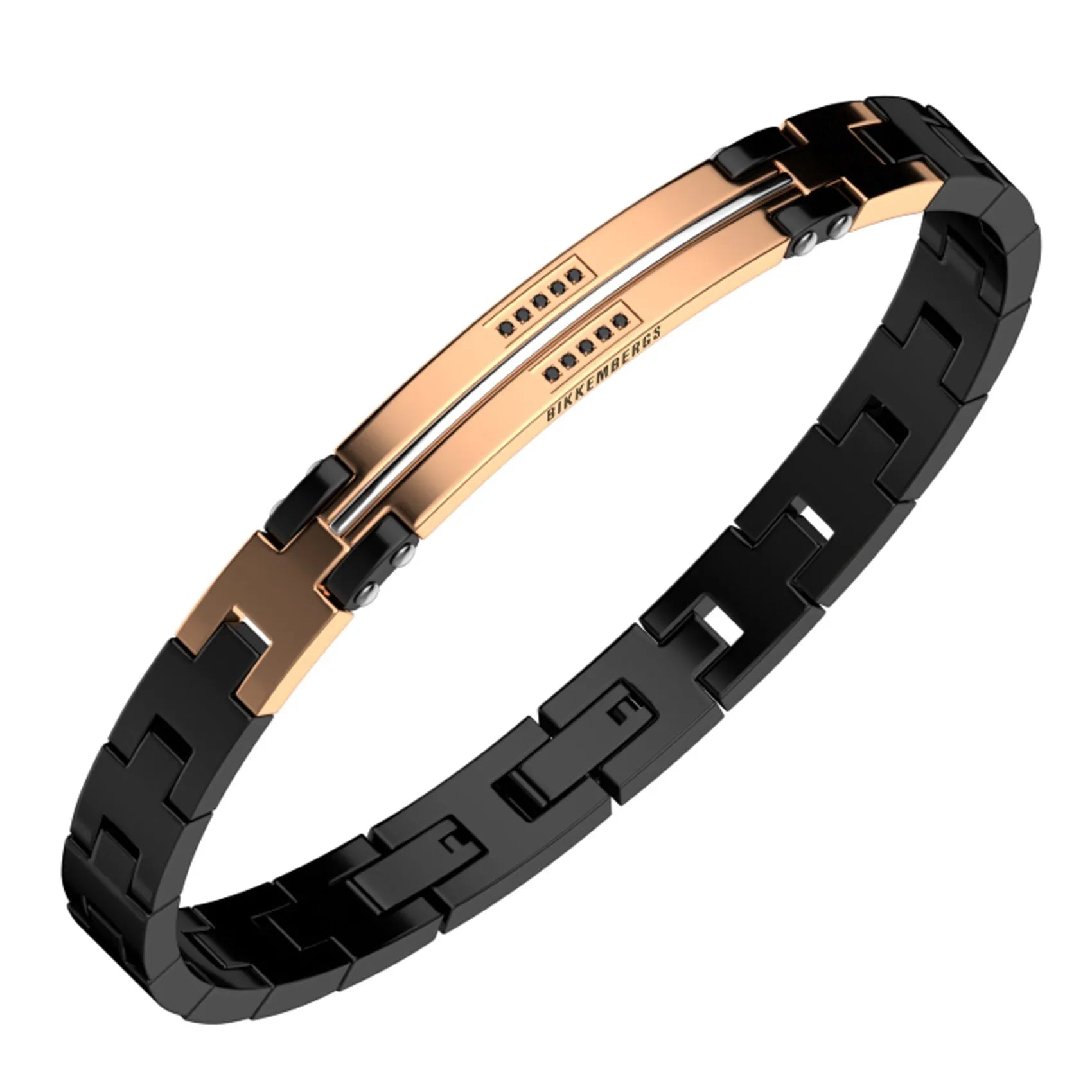 Bracciale Uomo Acciaio bicolore pvd oro rosa e nero