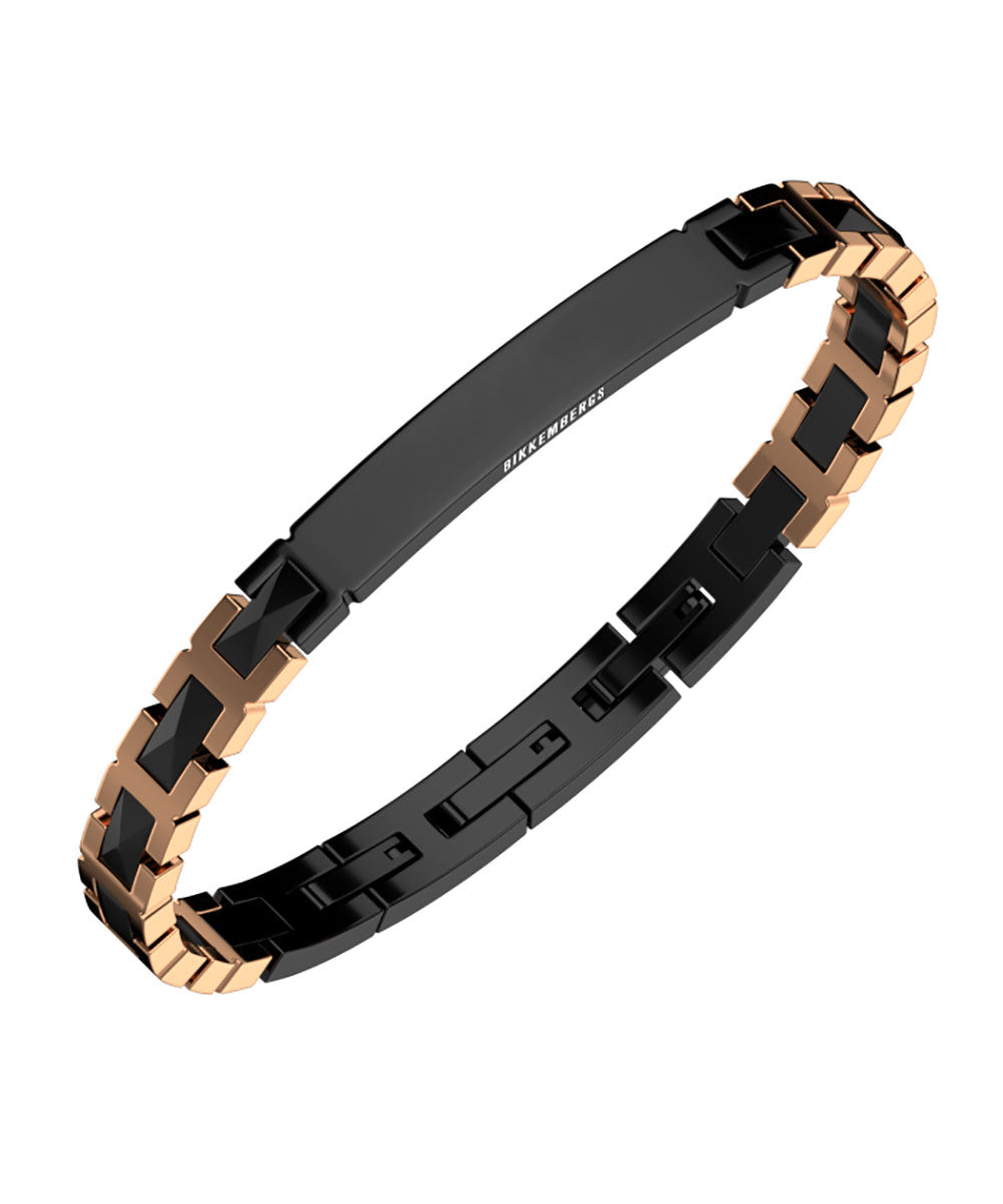 Bracciale Bikkembergs acciaio oro rosa e ceramica nera