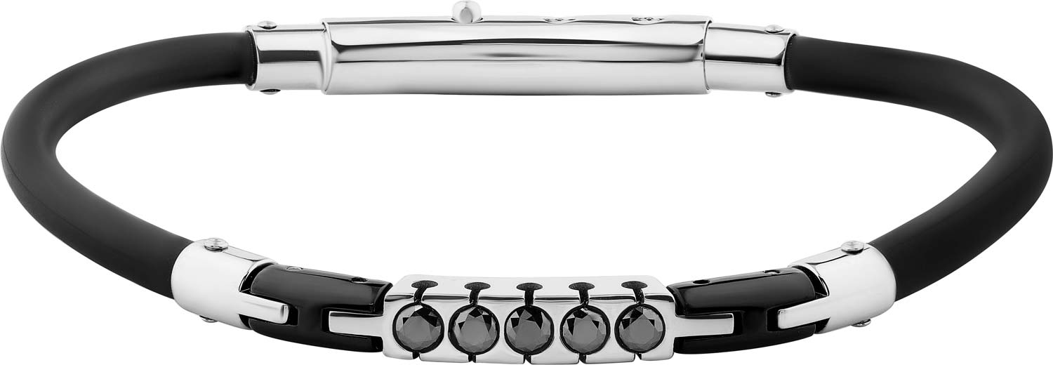 Bracciale in gomma acciaio con diamanti Neri
