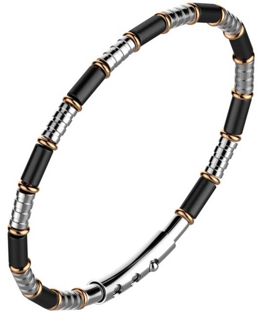 Bracciale Roll nero e oro rosa