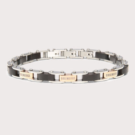 Bracciale Bikkembergs ebano e acciaio e oro rosa