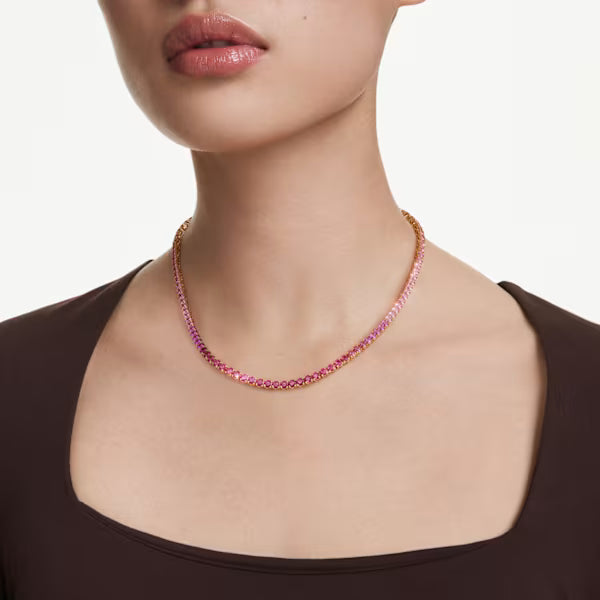 Collana Tennis Matrix Rosa Placc oro