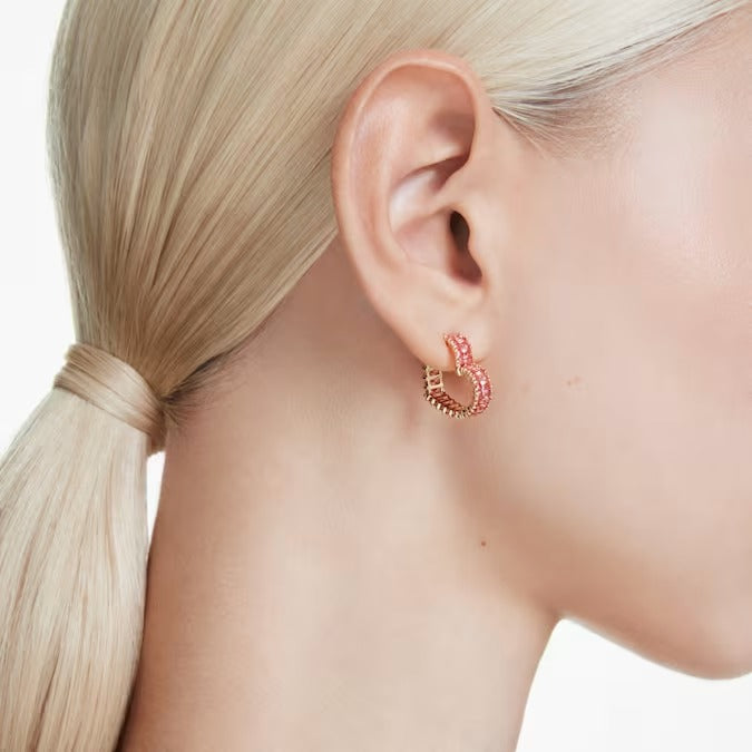 Orecchini cerchio Matrix baguette Cuore Rosa