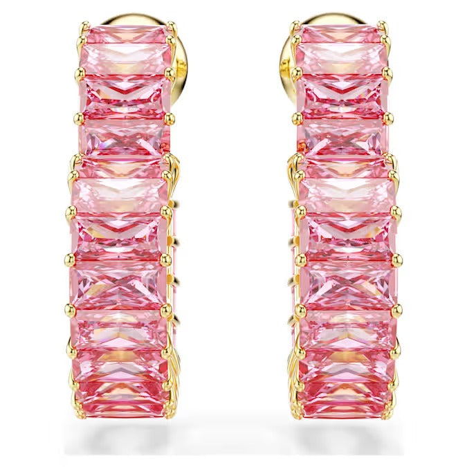 Orecchini cerchio Matrix baguette Cuore Rosa