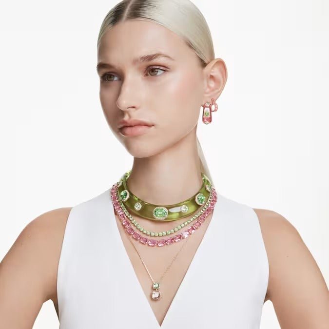 Orecchini cerchio Matrix baguette Cuore Rosa