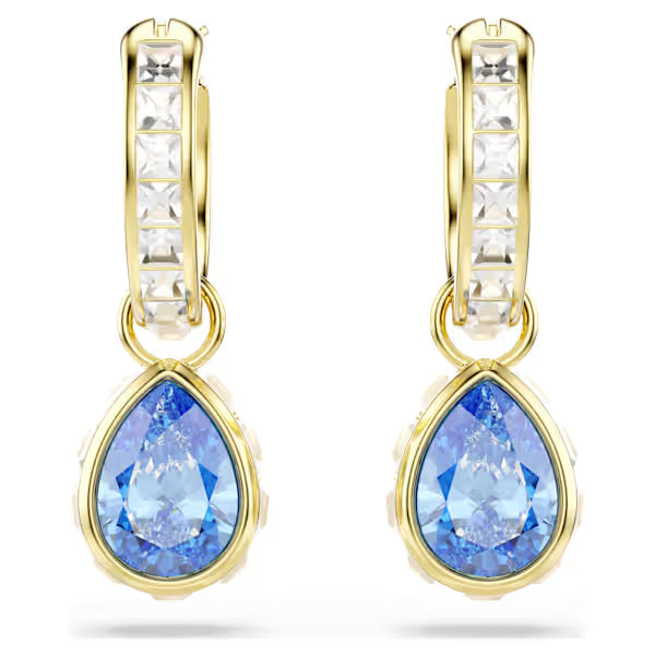 Orecchini pend Chroma Pear Blu placc oro 18K