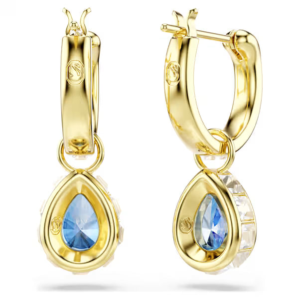 Orecchini pend Chroma Pear Blu placc oro 18K