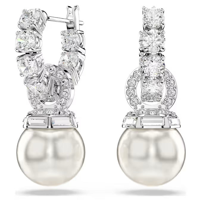 Orecchini cerchio pendenti Matrix Crystal Pearl
