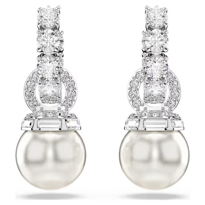 Orecchini cerchio pendenti Matrix Crystal Pearl
