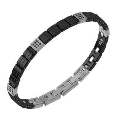Bracciale Uomo Nero e Acciaio con diamanti
