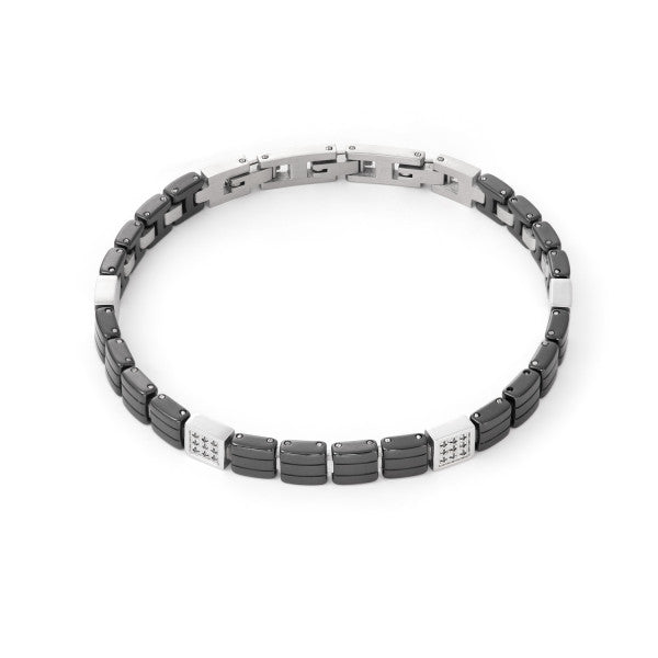 Bracciale Uomo Nero e Acciaio con diamanti