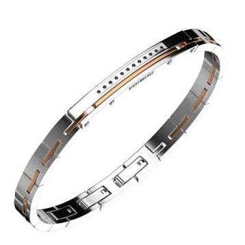 Bracciale Uomo Acciaio e rosè con diamanti