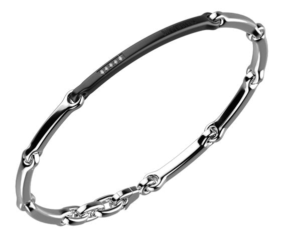 Bracciale uomo in acciaio piastra brunita