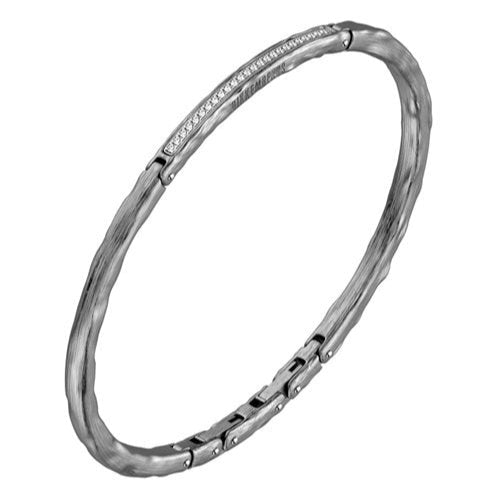 Bracciale Uomo Acciaio Brunito con Diamati
