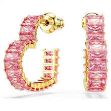 Carica l&#39;immagine nel visualizzatore di Gallery, Orecchini cerchio Matrix baguette Cuore Rosa
