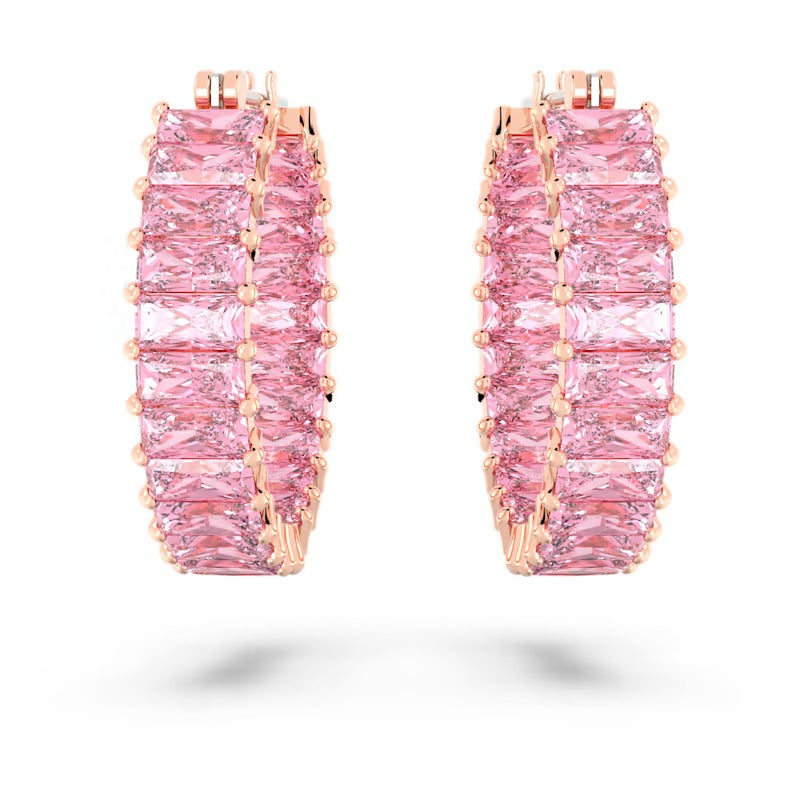 Orecchini a cerchio Matrix baguette Rosa