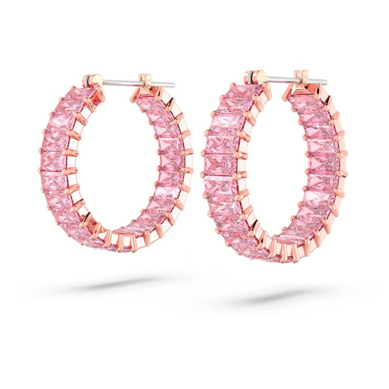 Orecchini a cerchio Matrix baguette Rosa