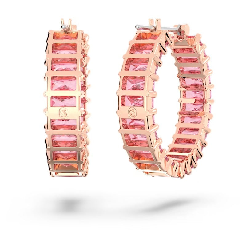Orecchini a cerchio Matrix baguette Rosa