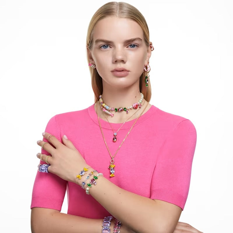 Orecchini a cerchio Matrix baguette Rosa